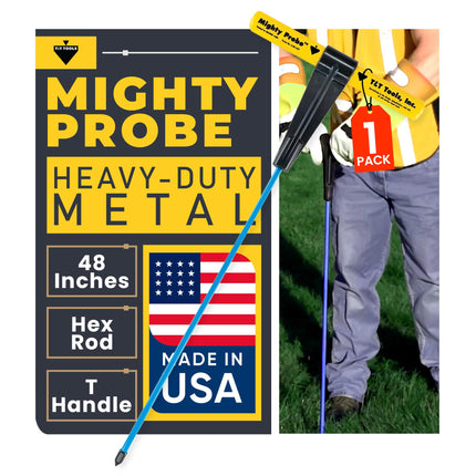 T&T Tools 48-Inch Mighty Probe Metal Soil Probe – 3/8" Hex Rod - 1 Pack