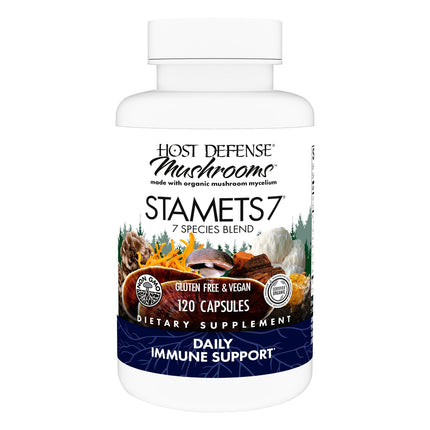 Host Defense Stamets 7-7 Species Blend - Mushroom Supplement for Immune Support - Includes Royal Sun Blazei, Cordyceps, Reishi, Maitake, Lion's Mane, Chaga & Mesima - 120 Capsules
