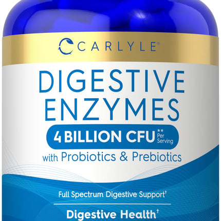 Carlyle Digestive Enzymes | with Probiotics & Prebiotics | 180 Capsules | Non-GMO and Gluten Free Supplement for Men & Women