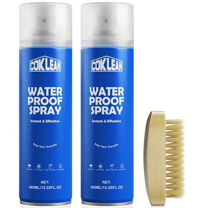 Coklean 15.55 OZ Shoe Waterproof Spray, Rain & Stain Nano Repellent for Suede, Sneaker, Canvas, Fabric Shoe Protector Spray 2 Pack