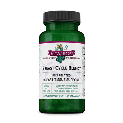 Vitanica Breast Cycle Blend - Breast Support Supplement with Chaste Tree Berry & Vitamin E - Cycle Support Supplement for Women - Female Dietary Supplement with Vitamin A - Vegan - 60 Capsules