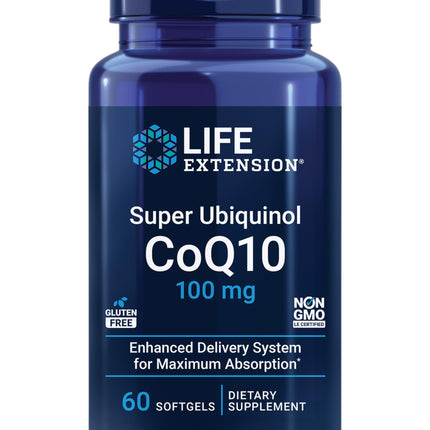 Life Extension Super Ubiquinol CoQ10, Heart Health Supplement, Cell Energy, oxidative Stress Defense, Maximum Absorption, 100 mg, Non-GMO, Gluten-Free, 60 softgels
