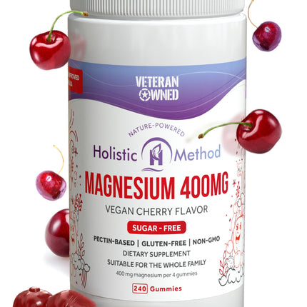 Holistic Method Magnesium Citrate Gummies for Kids & Adults - Sugar-Free, Vegan and Non-GMO for Better Sleep and Relaxation - Cherry Flavor with No Sugar Alcohol - 240 Count