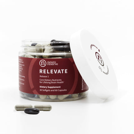 RELEVATE Brain Health Supplement; Memory, Focus, Energy, Sleep, Eyes & Healthy Aging; Doctor Formulated; Quercetin, Lutein, Magnesium Glycinate, Omega 3 DHA EPA, Vitamin B12, B3, D3