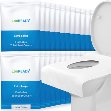 Toilet Seat Covers Disposable Flushable - Extra Large (18 x 22”) - Super Thick, Individually Wrapped Toilet Seat Cover for Travel & Public Bathroom - Premium Quality, Convenient and Hygienic (30 Pack)