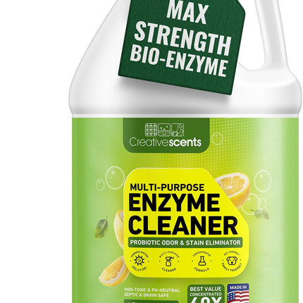 Creative Scents Multipurpose Enzyme Cleaner & Odor Remover | Super Concentrated for Floor, Carpet | Pet Urine Odor Eliminator | Enzymatic Cleaner for Cat Urine & Dog Poop | 1 Gallon - Lemon Breeze