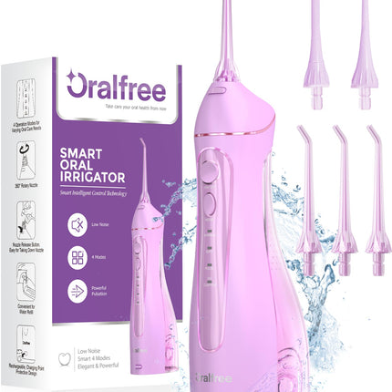 Oralfree Water Dental flosser Teeth Picks - Braces Cordless Oral Irrigator Portable Rechargeable Travel Irrigation Cleaner IPX7 Waterproof Electric Professional Flossing Teeth Cleaning for Home