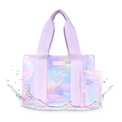 Case-Mate Official Soap Bubble Jelly Tote – Iridescent Tote Bag with Phone Pouch for Women – Waterproof, Tip-Proof, Foldable & Washable – Handbag for Everyday Use, Travel, Pool & Vacation - Large