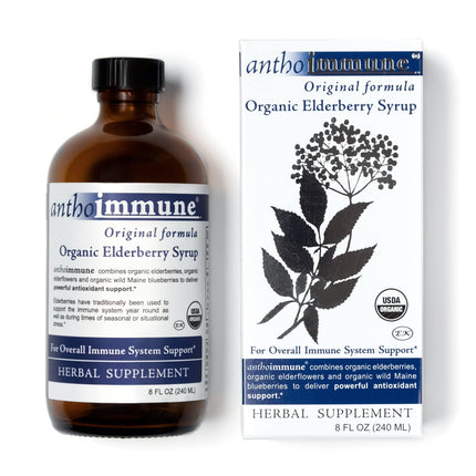 Maine Medicinals Organic Elderberry Syrup - Anthoimmune - Immune Support Supplement for Adults and Kids- USDA Organic, Ultra-Premium Black Elderberry Formula (8 oz) 48 Servings