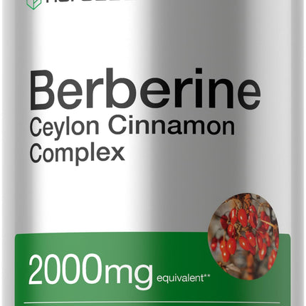 Horbäach Berberine with Ceylon Cinnamon | 120 Veggie Capsules | Vegetarian, Non-GMO & Gluten Free Supplement | Berberine Complex