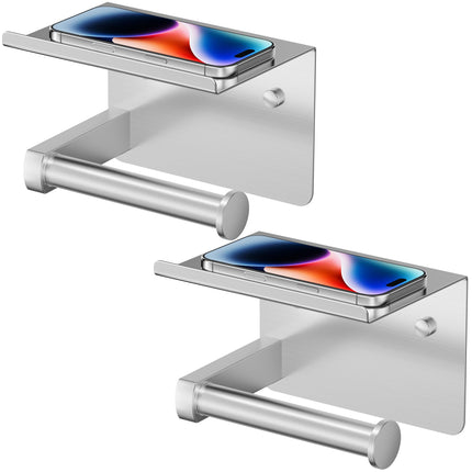 FORIOUS Toilet Paper Holder with Shelf, Adhesive or Screw, Commercial