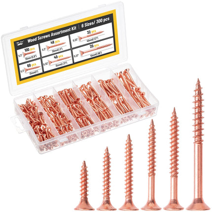 Mr. Pen- Wood Screws Assortment Kit, 300 pcs, Rose Gold, Phillips Head