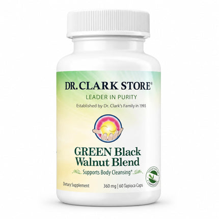 Dr Clark Store Green Black Walnut Blend 360mg, 60 Tapoica Capsules, 60 Day Supply, Freeze Dried Hull with Peppermint, Supports Healthy Intestinal Environment and Routine Wellness Cleansing, USA Made