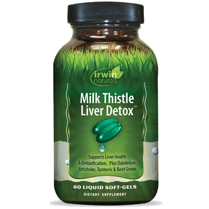 Irwin Naturals Milk Thistle Liver Detox - 60 Liquid Soft-Gels, Supports Liver Health with Dandelion, Artichoke, Turmeric & Green Beet Root - 30 Total Servings