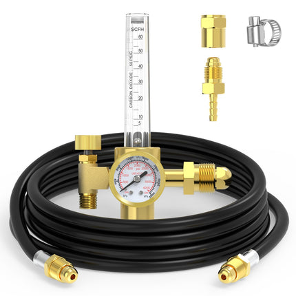 YESWELDER Welding Gas Regulator Flow Meter with Gas Hose, Leak-Proof Argon CO2 Pressure Gauge with Universal Multi-Interface, Suitable for MIG TIG Welding Machines