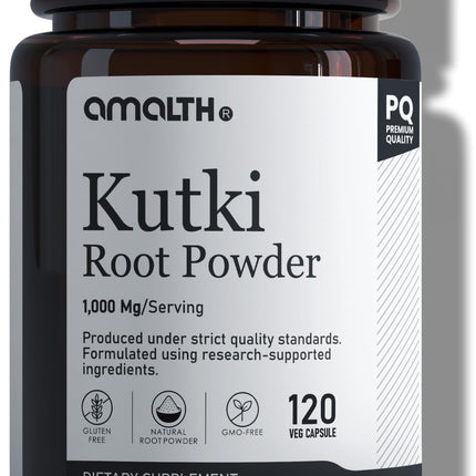 AMALTH Kutki Capsules 1000 mg | Kutki Root Extract Supplement | Picrorhiza Kurroa Capsules | Herbal Root Powder Formula | Plant Based Supplement | 120 Veg Capsules
