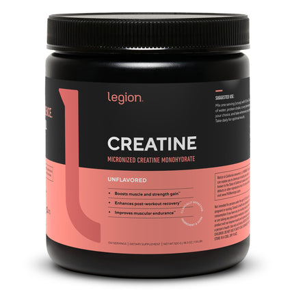 LEGION Micronized Creatine Monohydrate Supplement - Clean Creatine Powder for Muscle Gain & Post Workout Recovery - Micronized Creatine Supplement for Maximum Absorption (100 Servings, Unflavored)