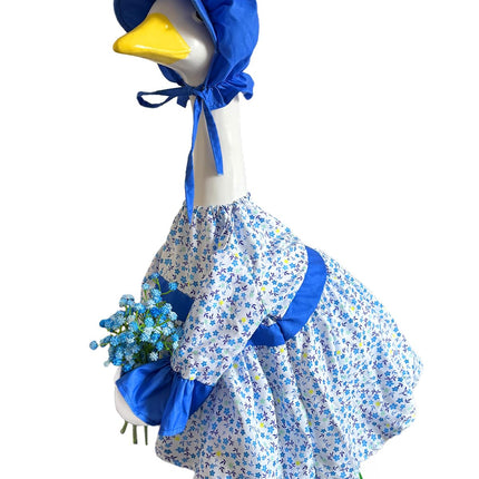 GigaCircle Spring Porch Goose Lady Outfits with Artificial Flowers - 23" Floral Dress Lawn Geese Clothes with Hat, Cute Porch Goose Summer Outfits for Patio Garden Decor, Best Gift for Mom Grandma
