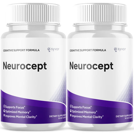 (2 Pack) Neurocept Capsules, Official Neurocept Brain Supplement Pills with All Natural Ingredients, Advanced Formula Support Pills with Max Strength Premium Vitamins for Women & Men (120 Capsules)