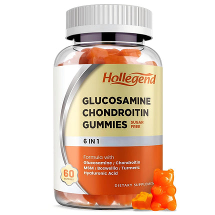 HOLLEGEND Glucosamine Chondroitin Gummies Sugar Free, Gummies Supplements for Adults Men & Women, 60 Count