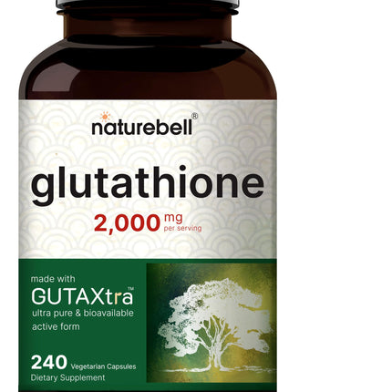 NatureBell Glutathione Supplement 2,000mg Per Serving, 240 Veggie Capsules | 98%+ Purity Verified, Bioavailable Reduced Glutathione Pills, Active Form, Master Antioxidant – Vegan Friendly & Non-GMO