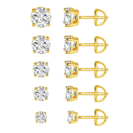 MDFUN Screw Back Stud Earrings for Women Men, 5 Pairs 3-7MM