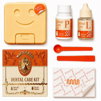 Zinc Oxide Eugenol Dental Cement Kit for Crowns, Bridges & Fillings | Includes Powder, Liquid & Mixing Accessories