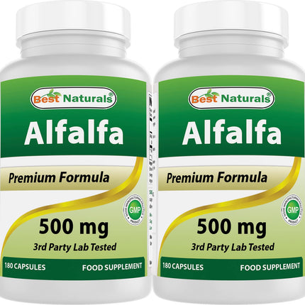 Best Naturals Alfalfa Green Super Food 500 mg 180 Capsules (180 Count (Pack of 2))