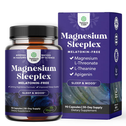 High Absorption Magnesium Sleep Supplement - Rest Support Magtein Magnesium L-Threonate and Apigenin Theanine for Sleep and Rest for Women & Men - Mg L-Threonate Melatonin Free Sleeping Aid - 90 Ct