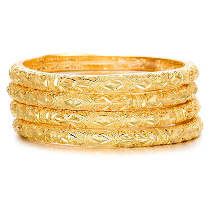 Ethlyn Large Sized Wrist Women Bracelets 2.7inch 18K Gold Plated Fixed Big Size Wrist Bangles Sets (4pcs /lot) (MY345)