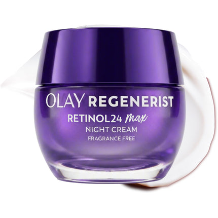 Olay Retinol Night Cream for Women, MAX, Anti-Aging Face Moisturizer, Fragrance-Free, Non Greasy - Anti-Wrinkle, Smooth Fine Lines, Hydrating Skin Care - Triple Collagen Cream, Niacinamide, 1.7oz