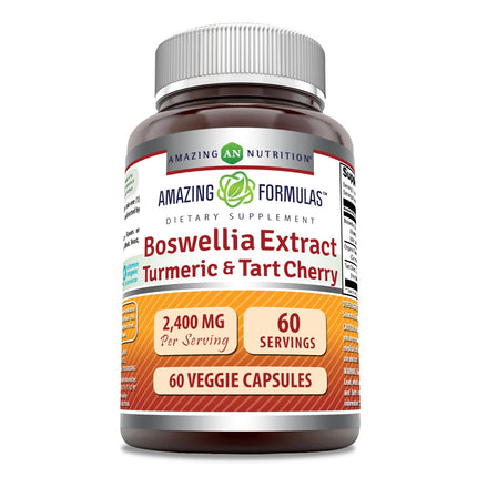 Amazing Formulas Boswellia Extract Turmeric and Tart Cherry 2400mg Veggie Capsules | Non-GMO | Gluten Free | Made in USA | Ideal for Vegetarians (120)