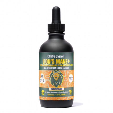 Life Cykel - Lion's Mane Mushroom Extract with Kakadu Plum - Brain Booster Nootropic for Memory, Focus & REM Sleep - Non-GMO, Organic Mushroom Tincture - 4 Fl Oz (60 Servings)