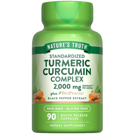 Nature's Truth Turmeric Curcumin Capsules Supplement | with 95% Standardized Curcuminoids and Bioperine | 90 Count | Non-GMO and Gluten Free