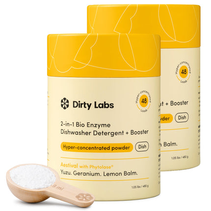 Dirty Labs | Dishwasher Detergent and Booster | Aestival Scent | 96 Loads (2 lbs) | Ultra Clean, Spot Free, Quick Wash Optimized | Hyper Concentrated