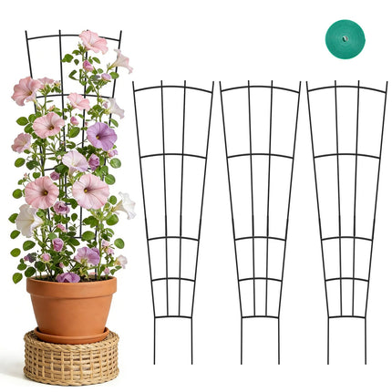 FAFTFTDY Trellis for Climbing Plants Indoor, 4 Pack 31'' Metal Plant Trellis Indoor for Potted Plants, Sturdy Plant Support Outdoor for Ivy Pothos Monstera Hoya Flower Vine, Fan Shape