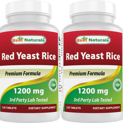 Best Naturals Red Yeast Rice 1200 mg (Non-GMO) 120 Tablets (120 Count (Pack of 2))