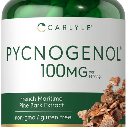 Carlyle Pycnogenol 100mg | 30 Capsules | French Maritime Pine Bark Extract | Pinus Pinaster | Non-GMO and Gluten Free Supplement