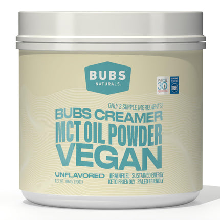 BUBS Naturals MCT Oil Powder - Premium MCT Oil & Keto Coffee Creamer - Vegan & Paleo Friendly - Healthy Coconut Fats + Low Carb - Dairy-Free Energy Source for Shakes, Smoothies & Baking (10.6 oz)