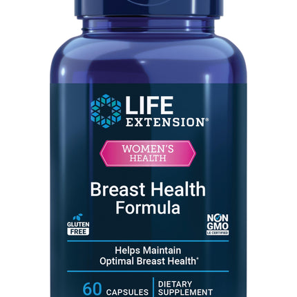 Life Extension Breast Health Formula, Breast Health Supplement, Hormone Balance, Broccoli, Soy isoflavones, indole-3-carbinol, Flaxseed lignans, Gluten Free, Non-GMO, Vegetarian, 60 Capsules