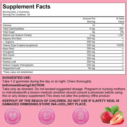 Josmon Pheromone Gummies for Women, Feminine Balance Gummies, Strawberry Flavor, Vegan, Gluten Free, Pink, 60 Gummies
