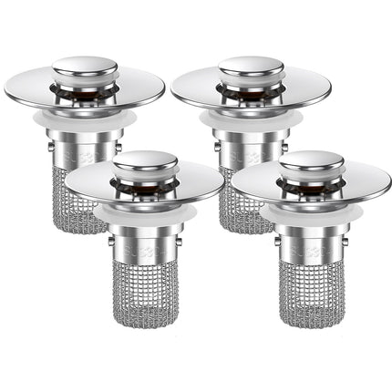 Bathroom Sink Drain Strainer,(4PCS) Pop-up Sink Drain Strainer with Removable Stainless Steel Strainer Basket Hair Catcher, Bathroom Sink Strainer for Bathroom Sink Stopper Replacement