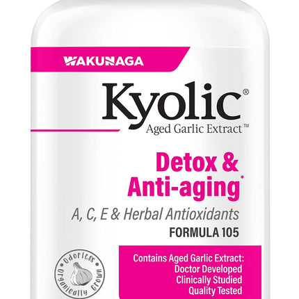 Kyolic Aged Garlic Extract Formula 105, Detox & Anti-Aging*, 200 Capsules