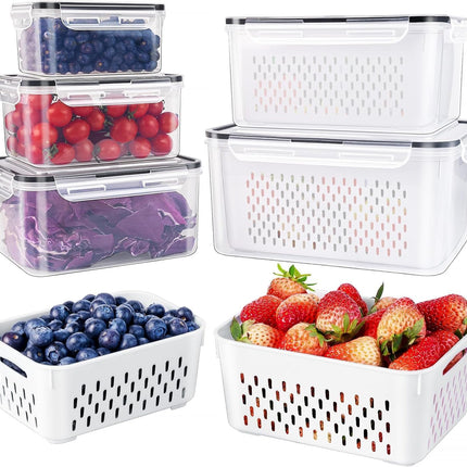 5 PCS Large Fruit storage Containers for Fridge ,Food Storage Containers