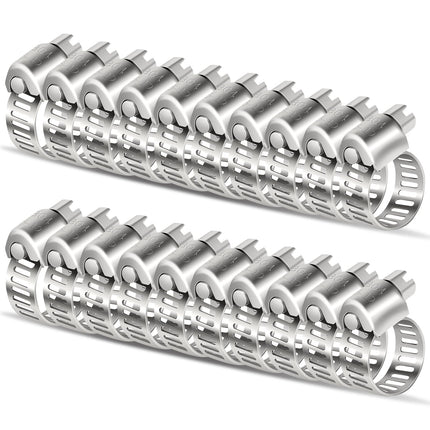 Hose Clamp 3/8 Inch, 20 Pcs Stainless Steel Hose Clamps for 1/4 Inch to 3/8 Inch hose pipe Adjustable Worm Grear Hose Clmaps for Fuel Lines, Radiator, Automotive, Mechanical