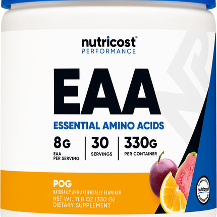 Nutricost EAA Powder 30 Servings - Passion Fruit, Orange, and Guava (POG) - Essential Amino Acids - Non-GMO, Gluten Free, Vegetarian Friendly