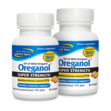 NORTH AMERICAN HERB & SPICE Super Strength Oreganol P73 - Pack of 2, 60 Softgels - Immune System Support - Vegan Friendly Wild Oregano - Non-GMO - 120 Total Servings