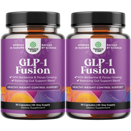 GLP-1 Berberine Supplement - One a Day Healthy Gut Berberine Complex with Panax Ginseng Turmeric Curcumin & Cayenne Pepper for Metabolic Balance - Gluten Free Vegan and Non-GMO - 30 Count - 2 Pack