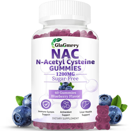 GlaGmrry Sugar Free NAC Gummies for Kids & Adults, NAC Supplement N Acetyl Cysteine with Selenium Zinc Vitamin C & E, NAC 600mg Per Gummy, Support Liver Health, Antioxidant, Immune System, 60 Count