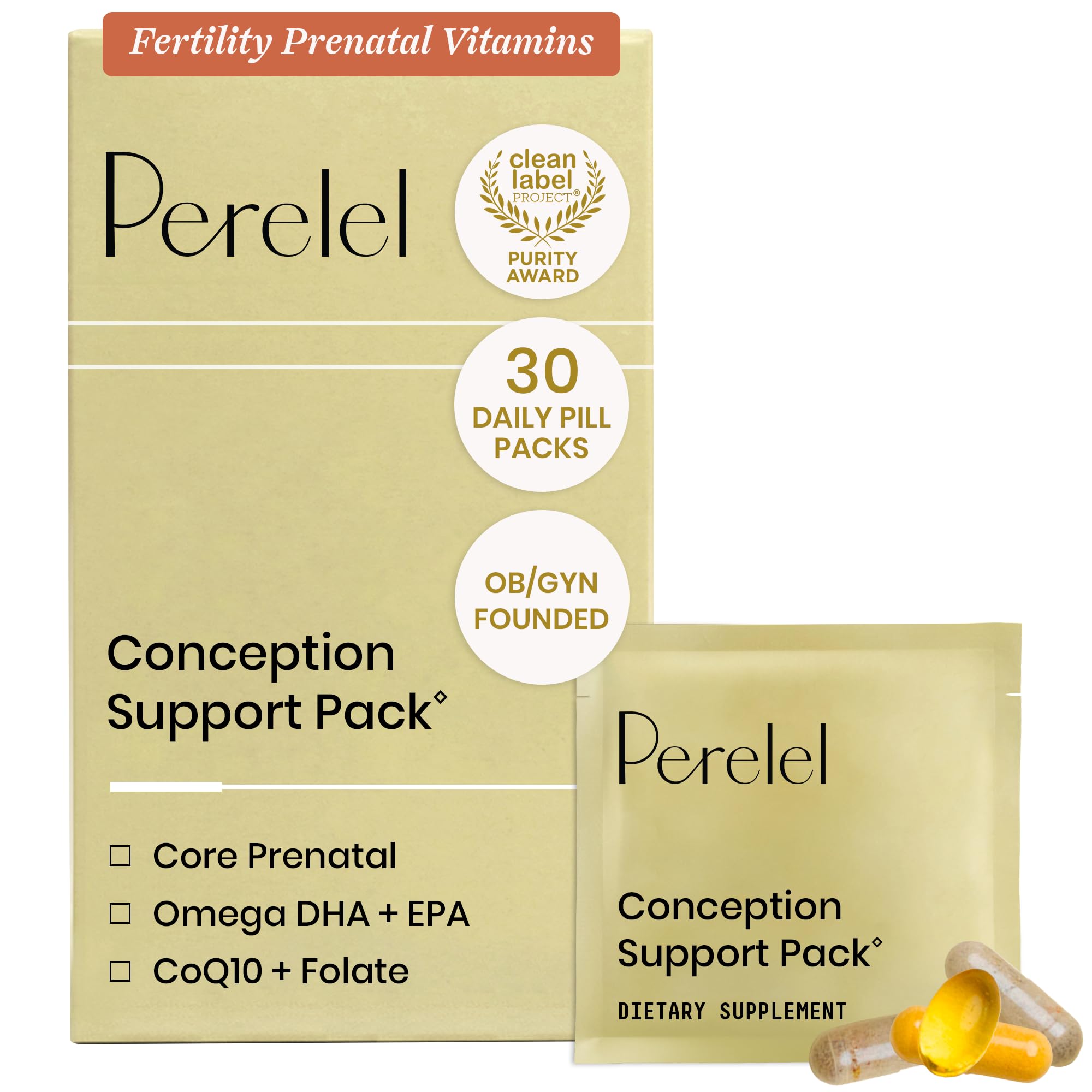 Conception Support Pack Perelel Conception Support Pack, Prenatal Multivitamin with DHA Omega ...